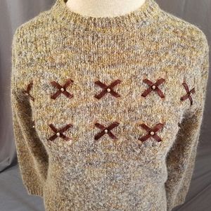 Ying Jen knit sweater tan wool blend? Pullover